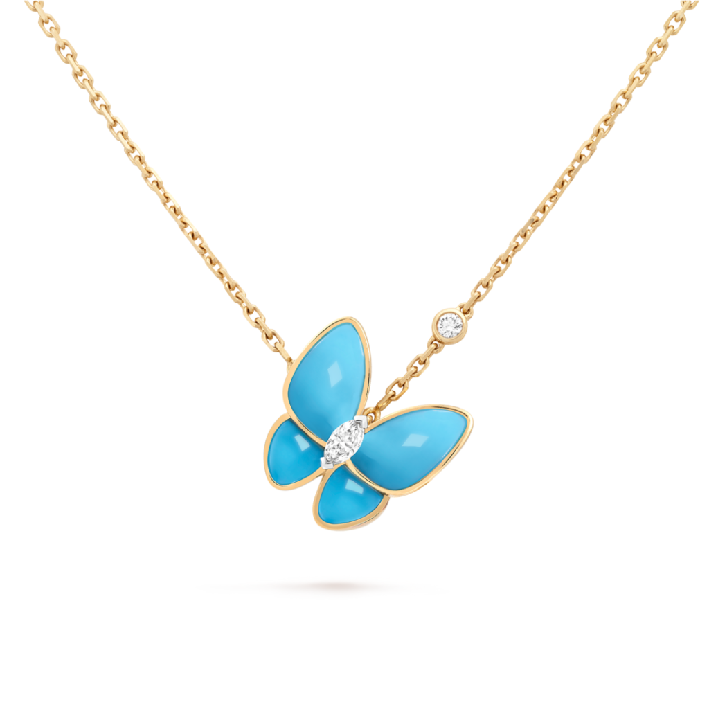 Van Cleef & Arpels Two Butterfly Collection Necklace
18K gold, turquoise, diamond