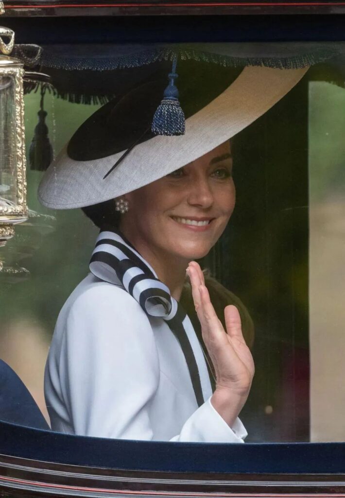 Kate at the recent Trooping the Colour, wearing Cassandra Goad's Cavolfiore pearl earrings.