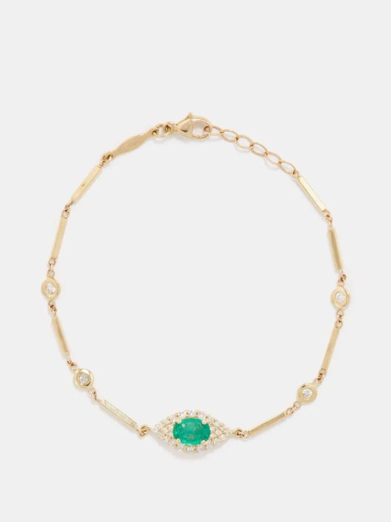 Jacquie Aiche Evil Eye emerald bracelet