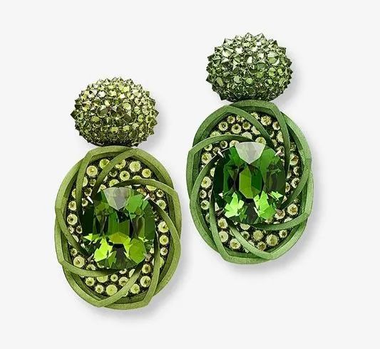 Hemmerle earrings
Demantoid garnet, tourmaline