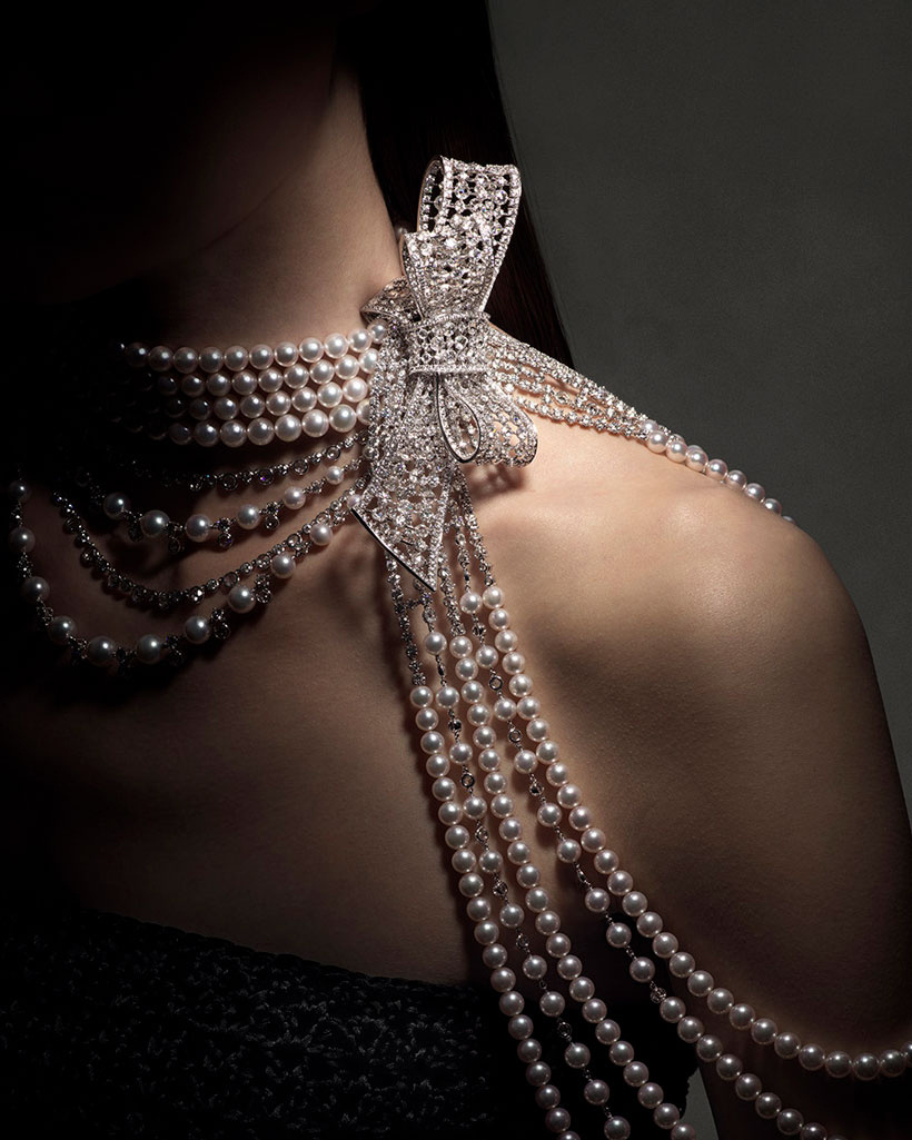 Bow Ribbon Pearl Necklace