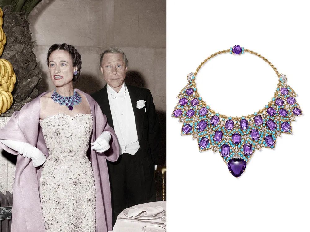 The Duchess of Windsor wearing Cartier's Bib necklace