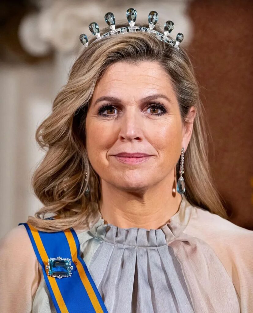 Queen Máxima of the Netherlands wearing the Aquamarine Tiara