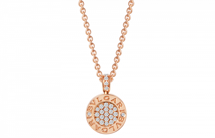 BVLGARI BVLGARI necklace, made of 18K rose gold, adorned with jade and pavé diamonds
Length 41-43 cm (16.14-16.92 inches)