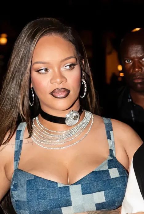 Rihanna wearing Jacob & Co Brilliant Flying Tourbillon white gold watch as a choker