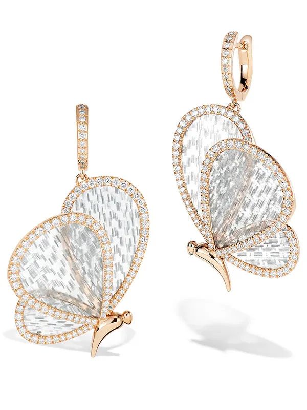 Boghossian Butterfly Earrings
Rose gold, white gold, titanium wire