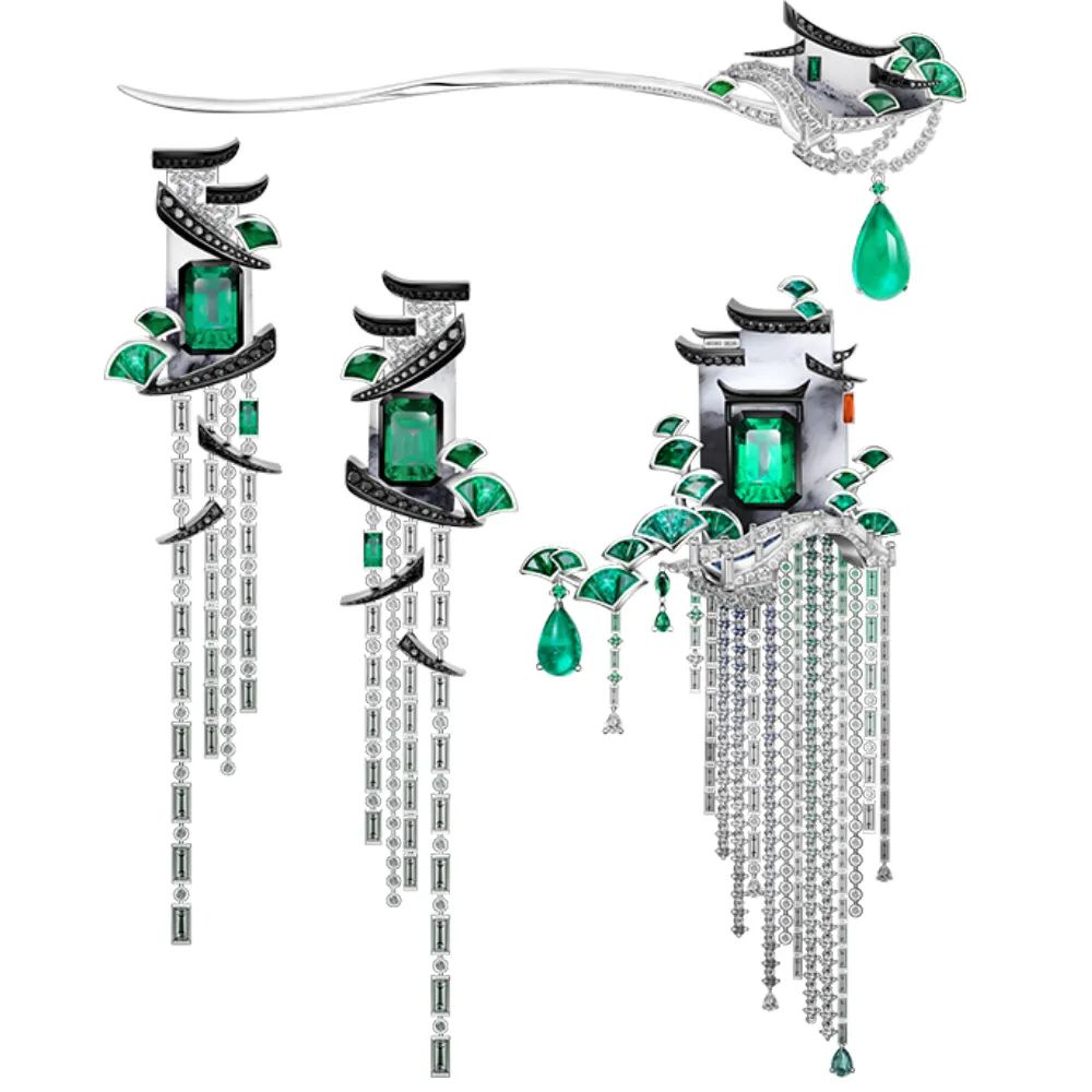 Bianzi Jewelry
"Jiangnan" series jewelry
Hetian jade, emerald, diamond