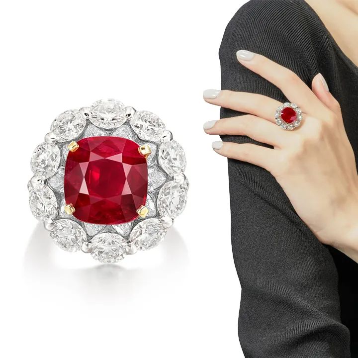 "Burmese Pigeon's Blood" Ruby and Diamond Ring