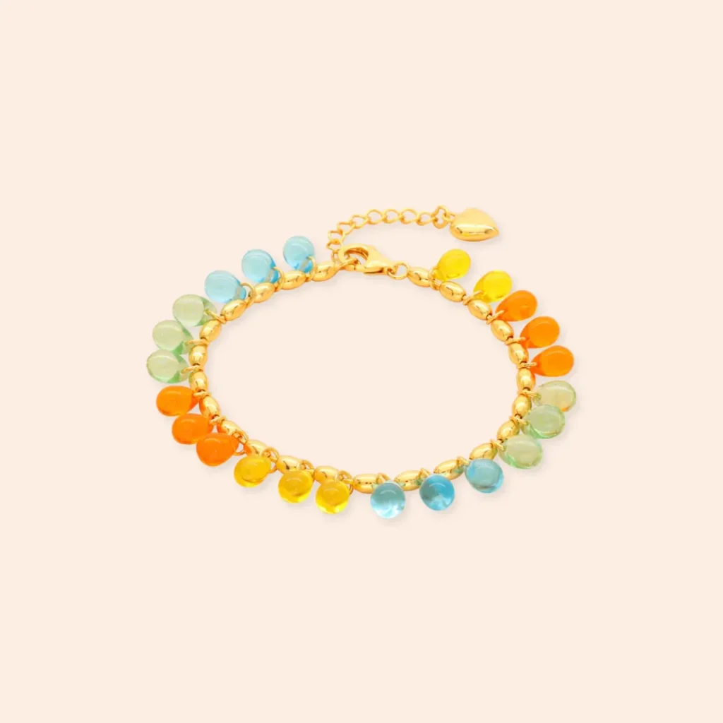 ANNELE WORLD Annele-Juicy Fusion Colorful Gold Bracelet
925 silver plated with 18K yellow gold, handmade glass