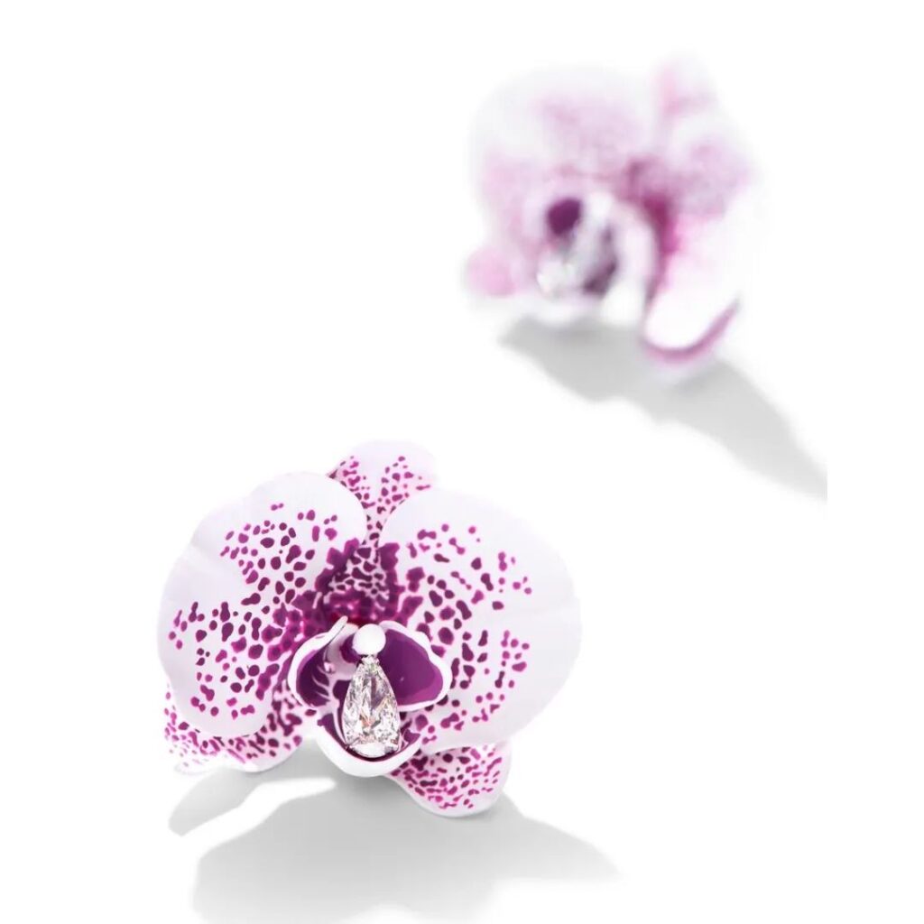 Emmanuel Tarpin 
Orchidée Phalaenopsis Red Gold Earrings