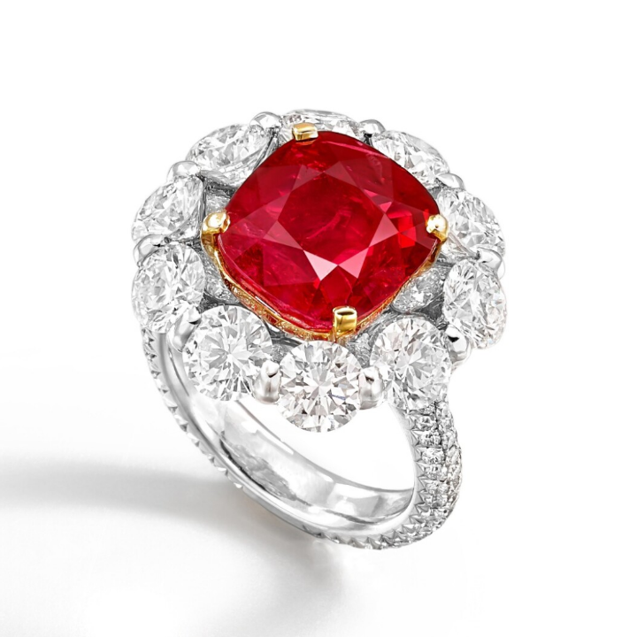 "Burmese Pigeon's Blood" Ruby and Diamond Ring