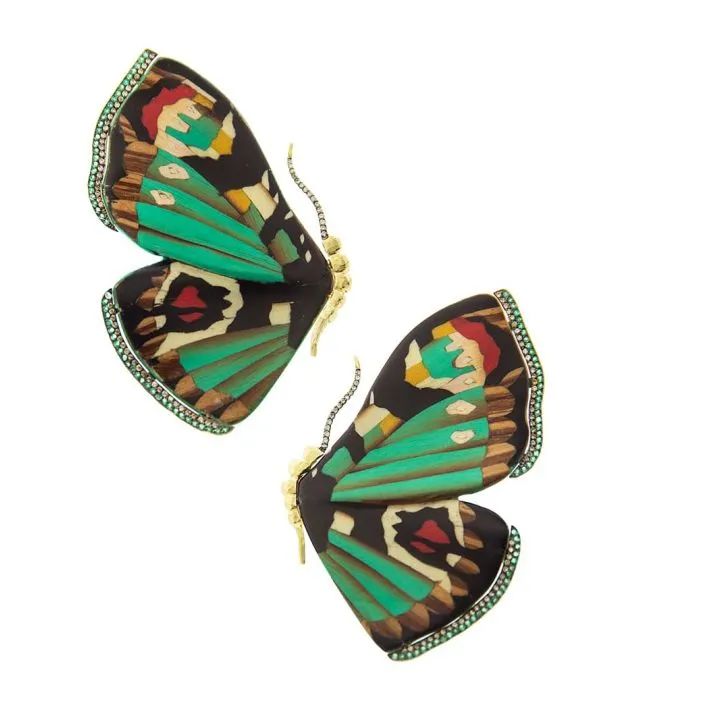 Silvia Furmanovich Butterfly Earrings
Wood marquetry, tsavorite, diamonds