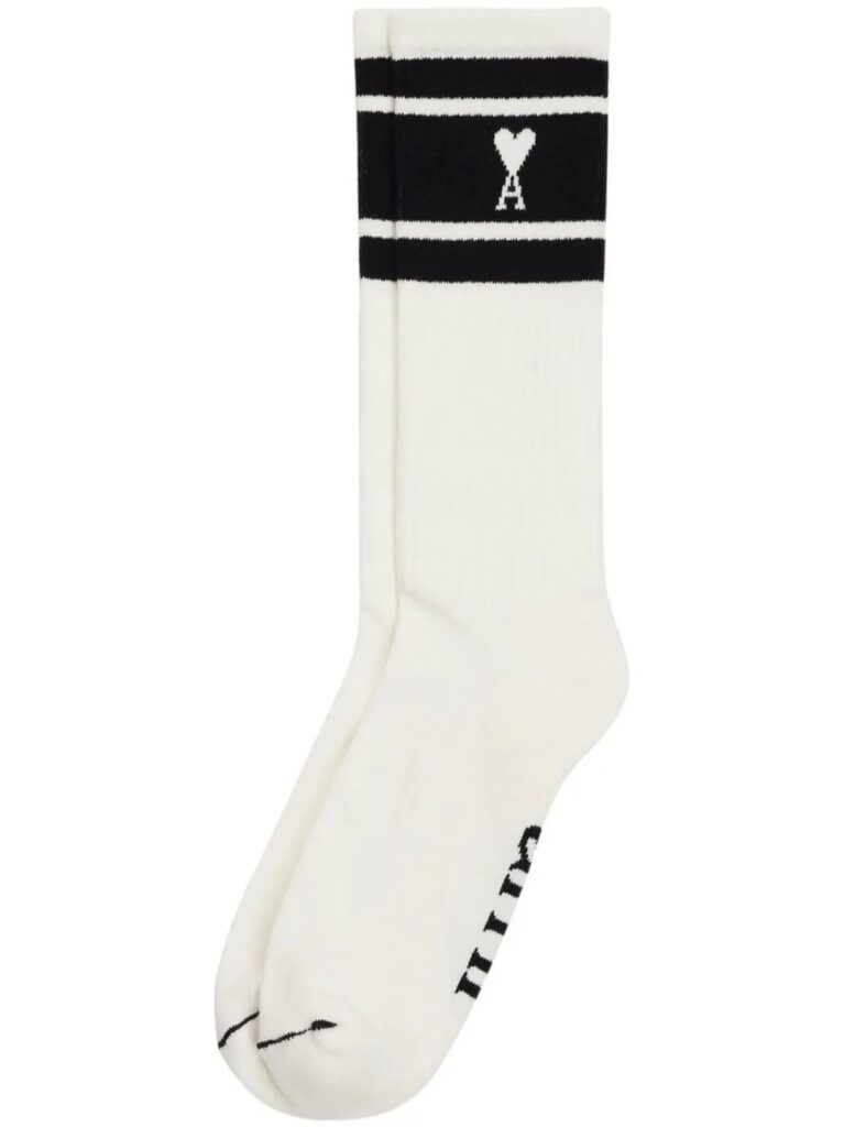 AMI Paris logo striped intarsia knit socks