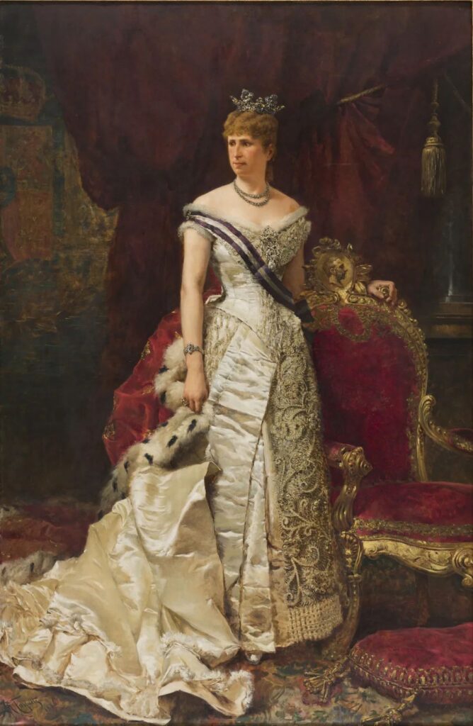 Portrait of the Queen wearing the complete set of jewelry