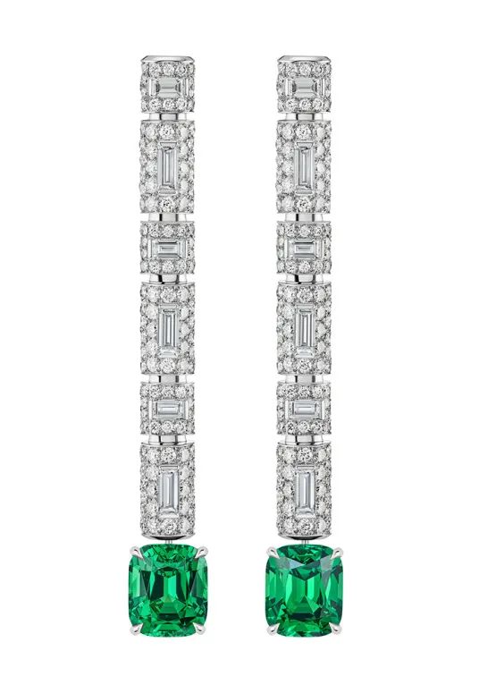 Louis Vuitton diamond and emerald earrings