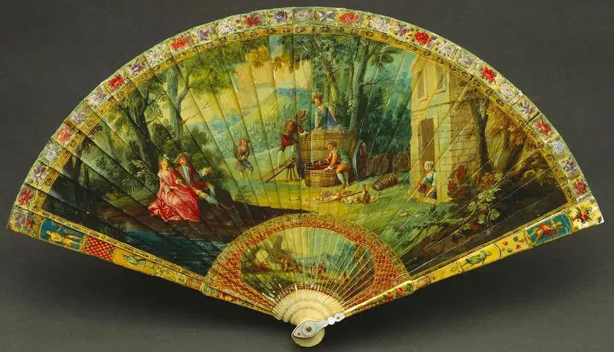 Queen Marie's painted folding fan with full sticks