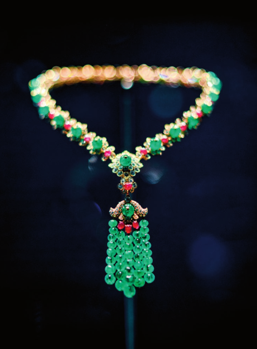 Van Cleef & Arpels necklace, 1982, gold, rubies, diamonds, emerald beads, from the Van Cleef & Arpels Collection