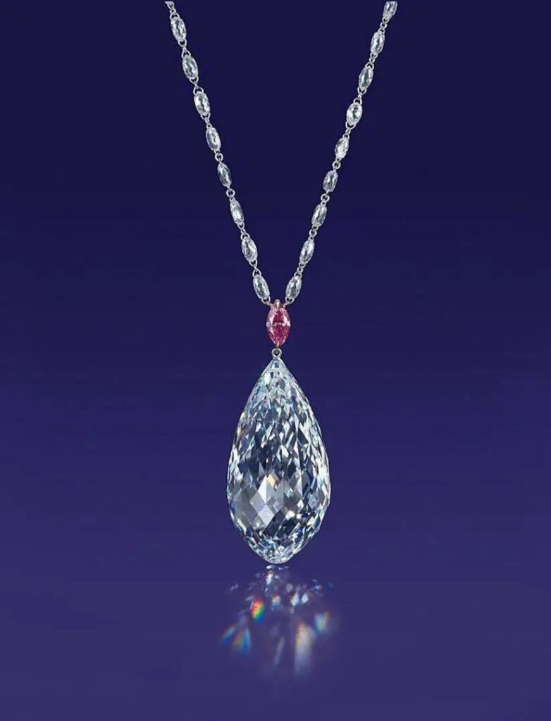 The Star of China Briolette Diamond Necklace
Christie's Hong Kong, May 2013
Estimated price: HKD 66,800,000 - 98,000,000
Sold for: HKD 86,110,000