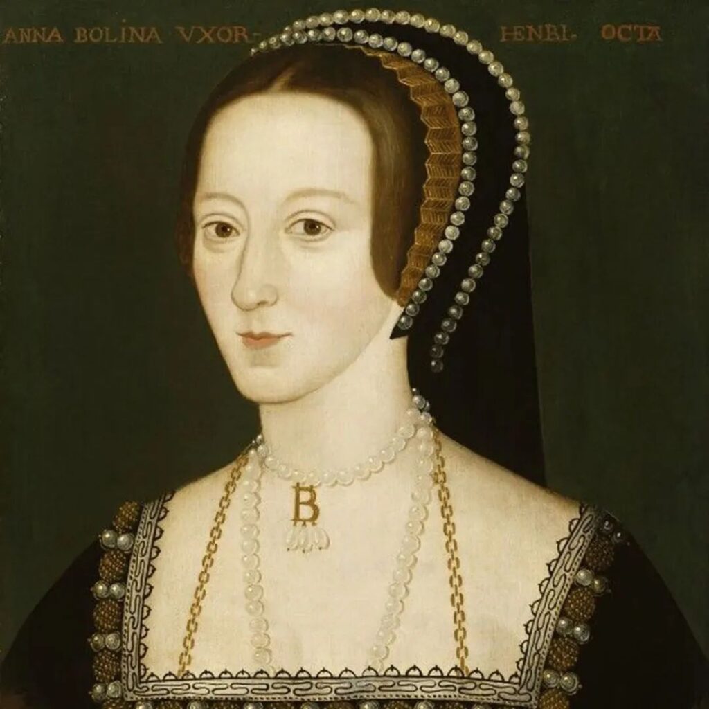 Anne Boleyn wearing an initial "B" choker necklace