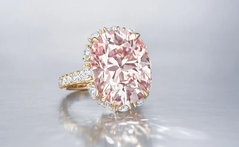 "The Pink Supreme" Pink Diamond
Weight: 15.48 carats
Clarity: IF  Color: Fancy Intense Pink
November 2023, Christie's Hong Kong
Sold for: 83,875,000 HKD