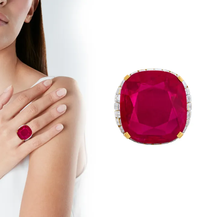 21.88-Carat Ruby and Diamond Ring