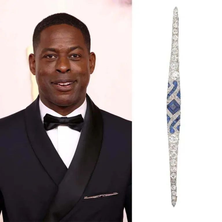 Sterling K. Brown wearing vintage Boucheron brooch