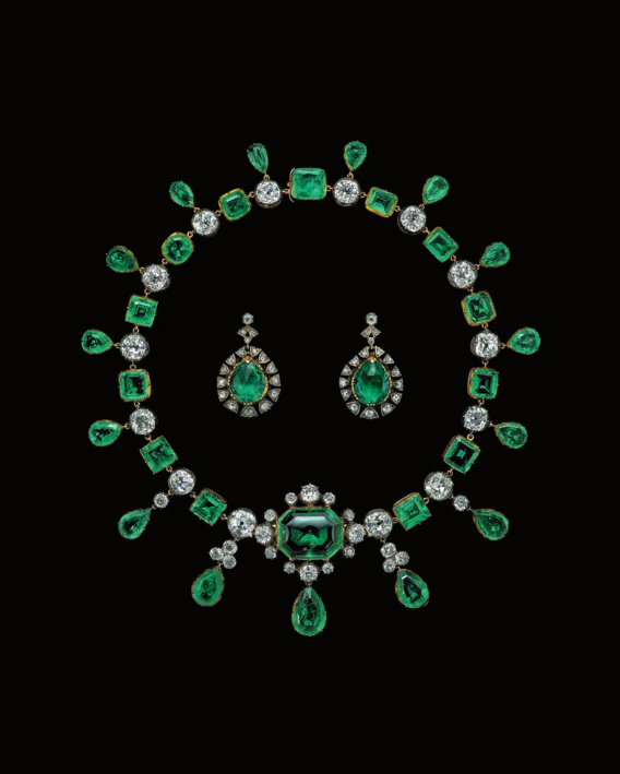 Emeralds of Russian Empress Catherine II, circa 1830, Colombian emeralds, diamonds, gold, silver, private collection