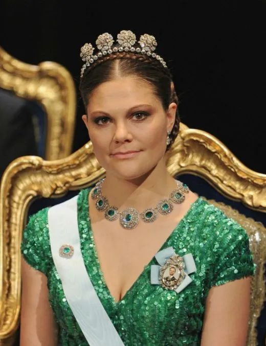 Crown Princess Victoria of Sweden wearing the Four Button Diamond Tiara