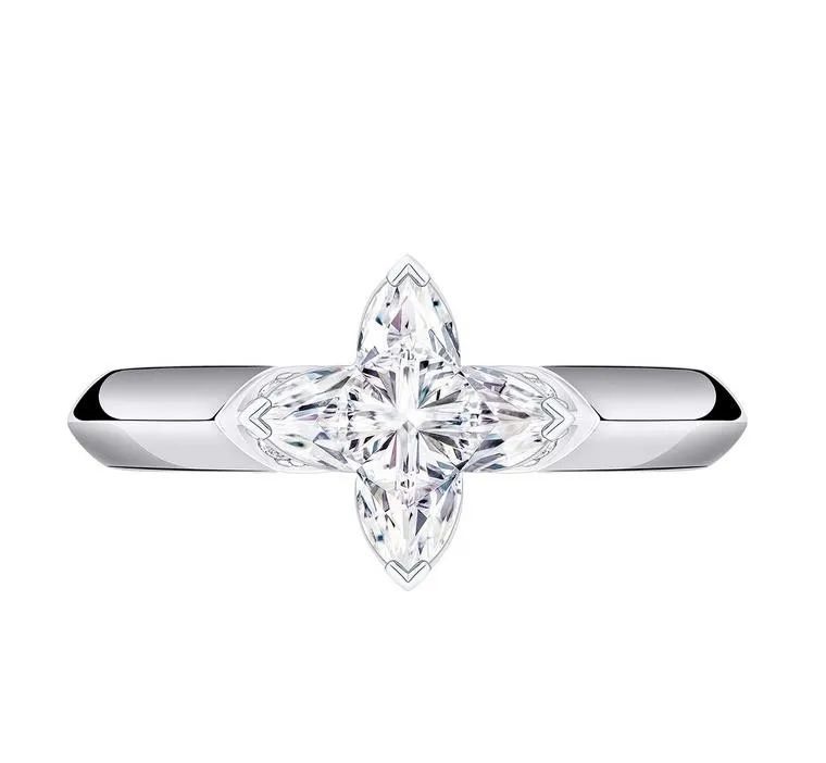 For those wanting an engagement ring with Louis Vuitton flair, the Monogram Star diamond cut is immediately recognizable as the brand.