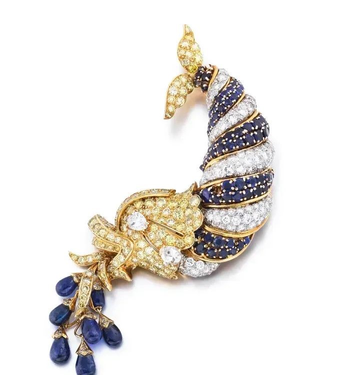 David Webb sapphire and diamond brooch. Estimate: 14,000 - 24,000 euros.