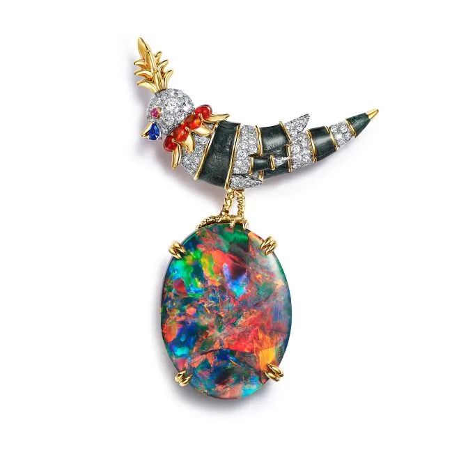 Tiffany & Co. Jean Schlumberger high jewelry collection rainbow "Bird on a Rock" brooch