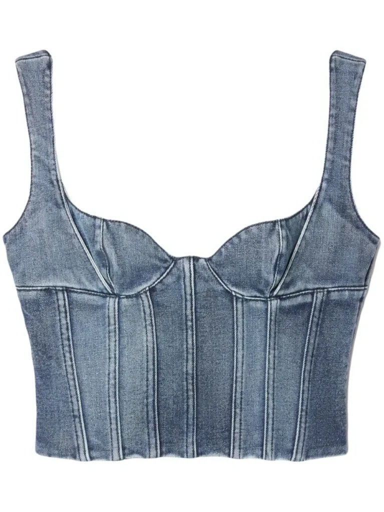 Off-White Bustier Cropped Denim Top