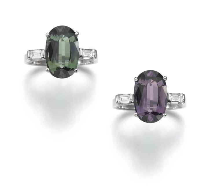 Alexandrite and diamond ring, Sotheby's Geneva auction, November 2018. Sold for: CHF 25,625.