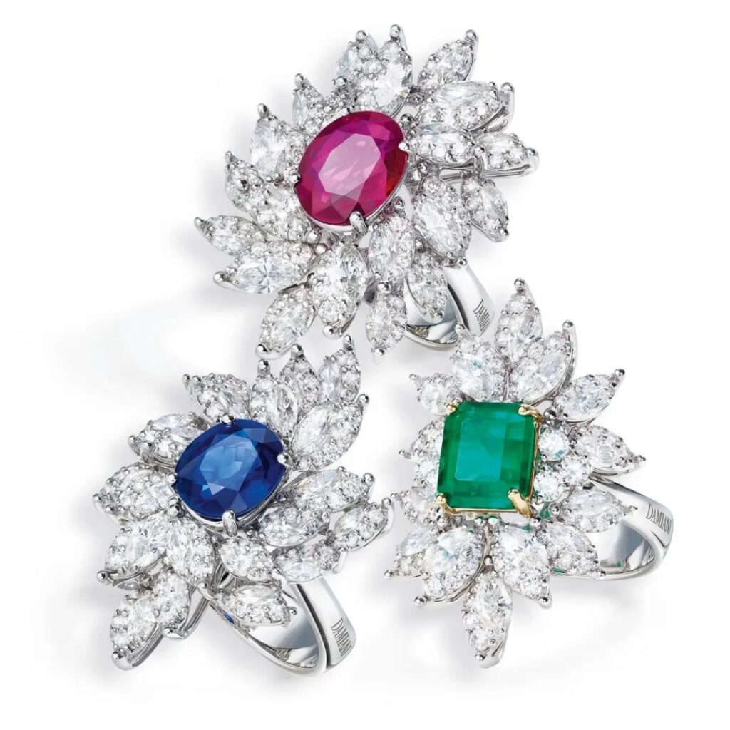 Emozioni Ring
Ruby, sapphire, emerald, and diamond