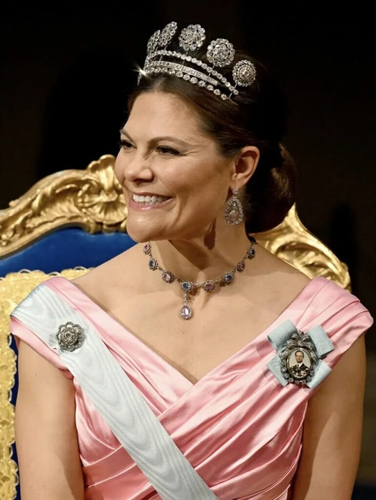 Crown Princess Victoria of Sweden wearing the Six Button Diamond Tiara