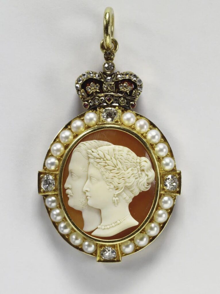 A medal featuring portraits of Queen Victoria and Prince Albert