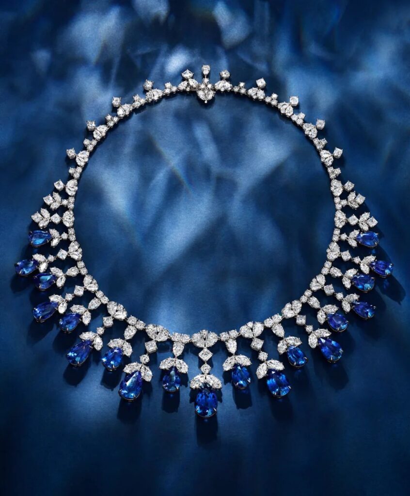 unique sapphire and diamond necklace by Harry Winston