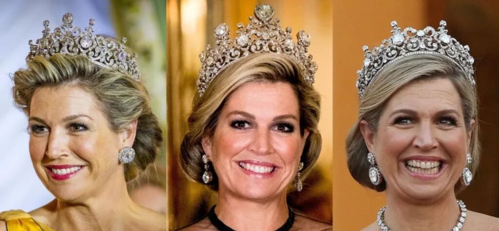 Queen Máxima wearing three versions of the Stuart Tiara