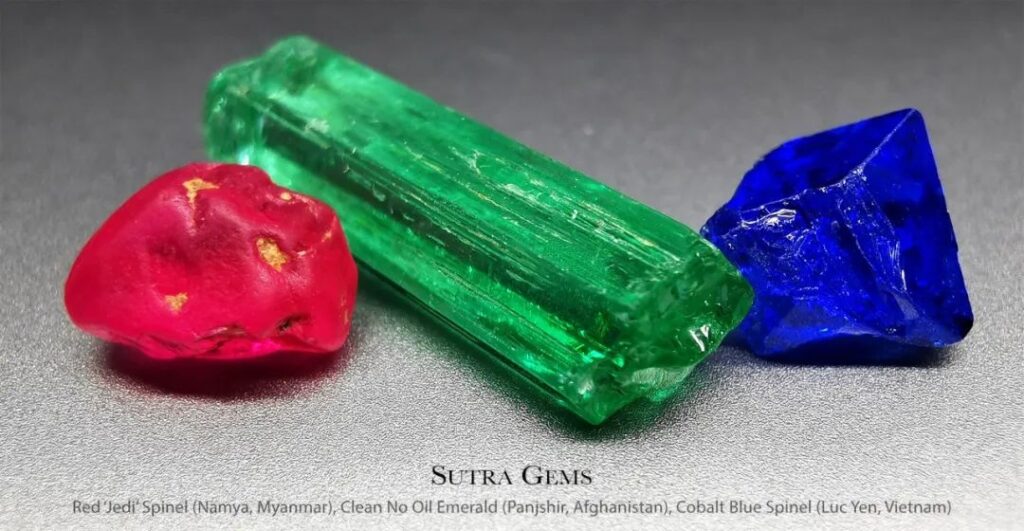 Jedi spinel, emerald, and cobalt spinel
From Sutra Gems