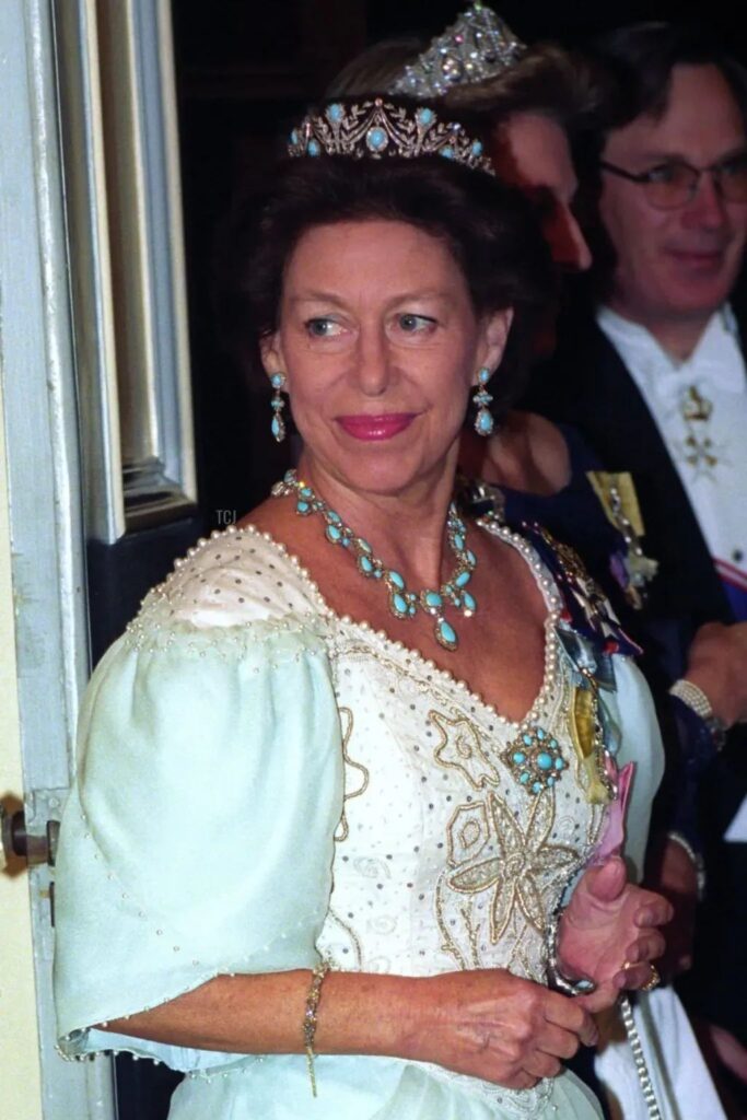 Princess Margaret wearing a turquoise parure