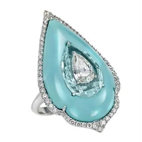 Boghossian Inlay Ring
Paraiba tourmaline, diamonds, turquoise