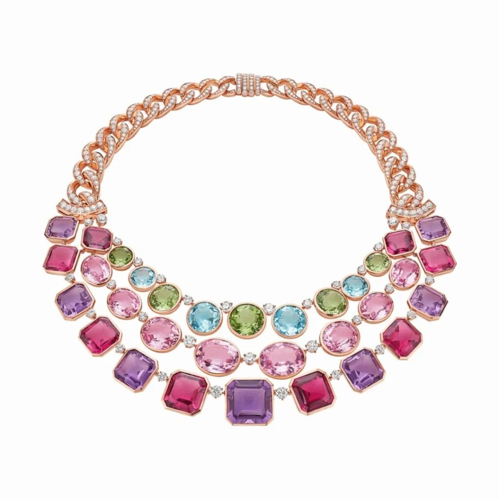 Bvlgari
Aeterna High Jewelry Collection, Earth Song Necklace
Topaz, green tourmaline, pink tourmaline, amethyst, kunzite, diamonds