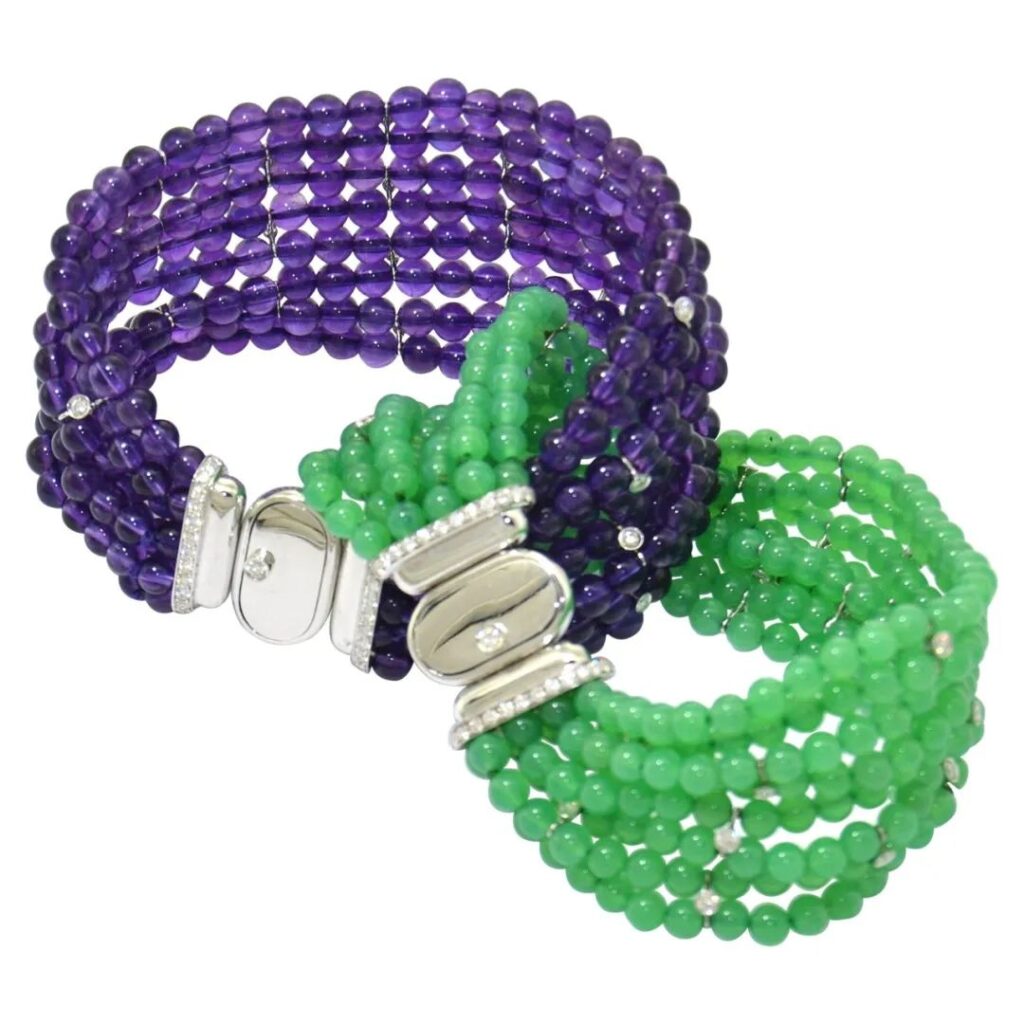 Margherita Burgener Twin Bracelet
Amethyst, chrysoprase