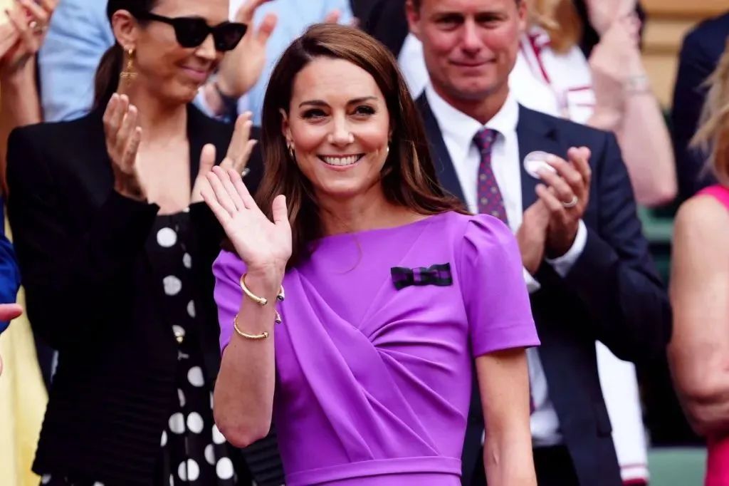 Kate Middleton wearing Halcyon Days bangle
Attending the 2024 Wimbledon Tennis Championships